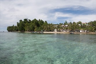 View of the coastal settlement on the tropical island