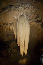 Large stalactites in karst cave