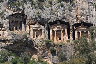 Lycian rock tombs carved into the rock