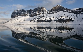 View of snow covered coastal mountains