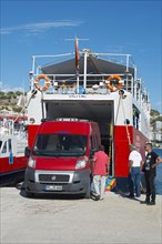 Motorhome rides on ferry to Corfu