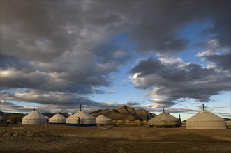 Kazakh nomad camp in the steppe