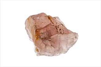 Rose quartz sample on white background