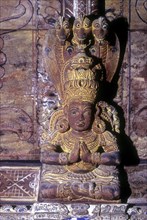 Wooden carvings in Mahadeva temple at Avittathur near Thrissur or Trichur