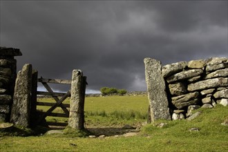Old gate in dry stone wall
