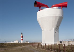 View of the coastal fog signal and lighthouse