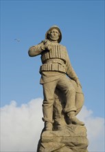 Statue near RNLI lifeboat station commemorating the worst disaster in lifeboat history when 27 men lost their lives rescuing the crew of the ship 'Mexico' in 1886