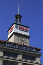 Wilhelmsbau bell tower with Bosch advertising