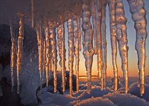 Icicles at sunset
