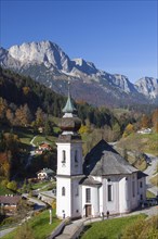 Pilgrimage church Maria Gern in autumn at Berchtesgaden