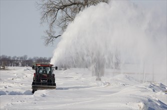 Tractor with snow blower