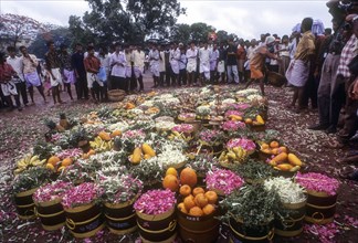 Cornucopia offerings to the deity in Trichurpooram festival