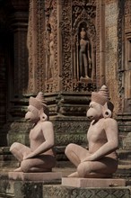 Sculptures of deity guards at the Khmer Hindu Temple