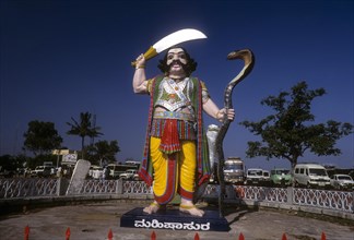 The statue of Mahishasura in Chamundi hill in Mysuru or Mysore