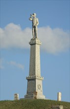 Monument overlooking historic Great Plains American Indian Wars battlefield