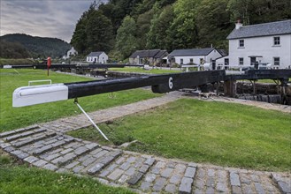 Locks in the village of Cairnbaan on the Crinan Canal
