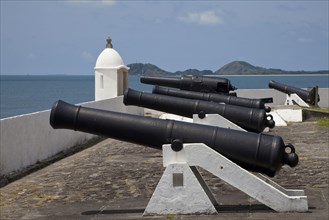 Cannons on historic coastal fortress
