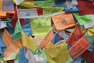 Prayer flags next to the temple