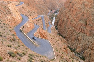 Mountain pass with hairpin bends on road