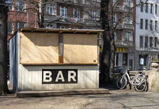 Wooden hut with bar