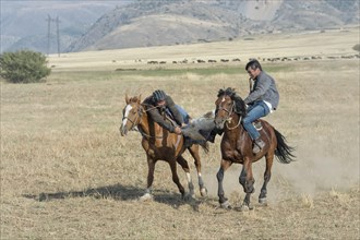 Traditional Kokpar or Buzkashi in the outskirts of Gabagly National Park