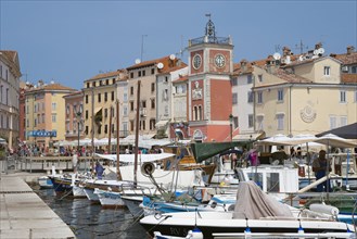 Old town with clock tower and harbour