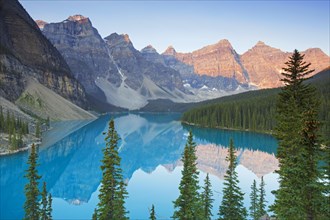 Glacial Moraine Lake in the Valley of the Ten Peaks