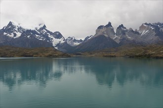 Reflection of the Cuernos del Paine in Lago Pehoe