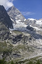 Mont Blanc seen from Val Ferret valley