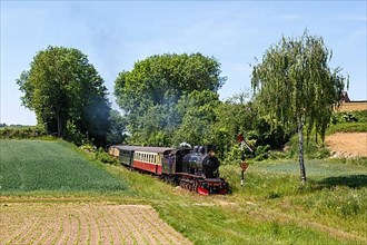 Steam train of the Miljoenenlijn Museum Railway Steam railway near Wijlre