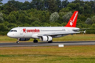A Corendon Airlines Airbus A320 with registration number OY-RUZ at Hamburg Airport
