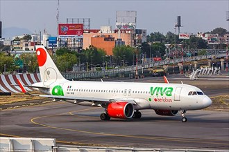 An Airbus A320neo aircraft of Viva Aerobus with registration number XA-VIQ at Mexico City Airport