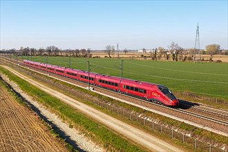 Italo AGV high-speed train of Nuovo Trasporto Viaggiatori NTV on the Milan