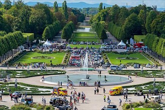 Schwetzingen Palace Park with classic cars