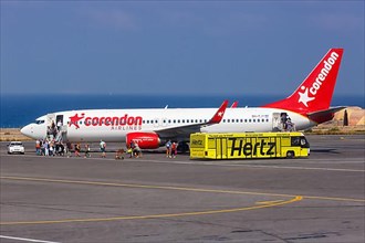 A Corendon Airlines Boeing 737-800 with registration number 9H-TJA at Heraklion Airport