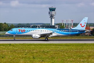 An Embraer 190 aircraft of TUI Belgium with registration number OO-JEM at Brussels Airport