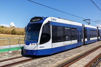 Modern Siemens Combino light rail system Metro Sul do Tejo tramway public transport transport transport in Lisbon