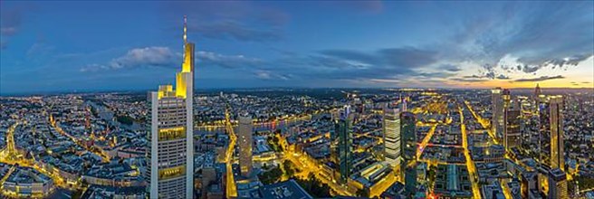 Frankfurt Panorama Night Aerial View Germany