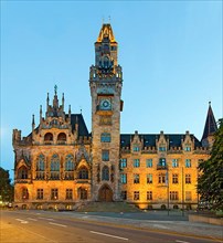 City Hall illuminated Saarbruecken Germany
