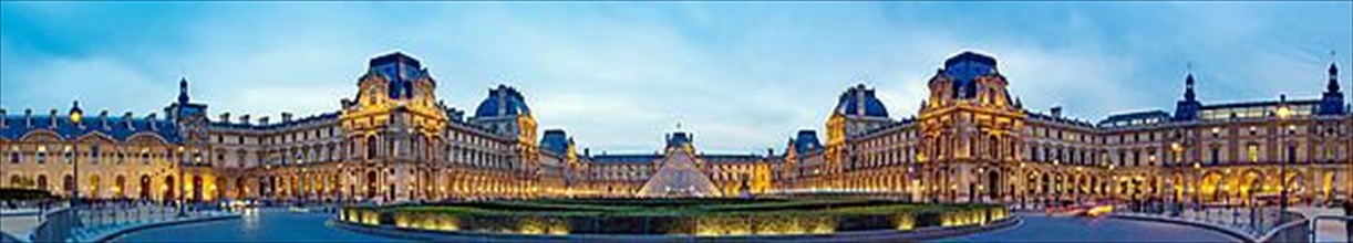 Louvre illuminated Panorama Paris France