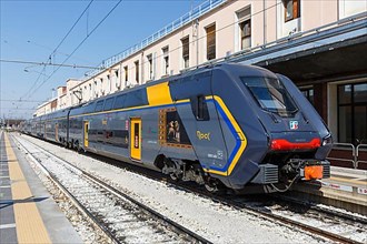 Hitachi Caravaggio Rock commuter train Regional train of Trenitalia at Venezia Santa Lucia station in Venice