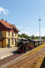 Steam train Oechsle Museumsbahn railway steam railway at the station in Ochsenhausen