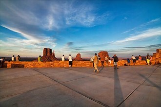 Visitors enjoy sunset on viewing platform