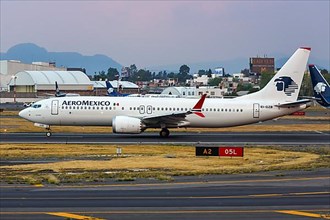 A Boeing 737 MAX 8 aircraft of AeroMexico with registration EI-GZB at Mexico City Airport