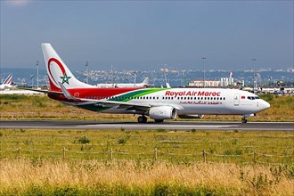 A Royal Air Maroc Boeing 737-800 aircraft with registration CN-ROU at Paris Orly Airport