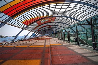 Futuristic bus station with glass roof