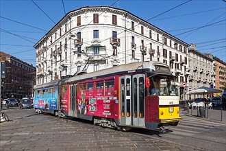 Tram Tram Milano public transport transport transport transport at the stop Stazione Genova in Milan