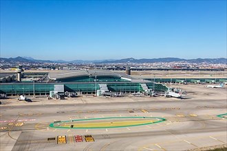 Aerial view Terminal 1 of Barcelona Airport