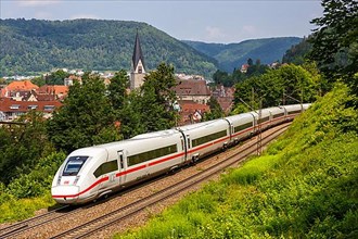 Deutsche Bahn ICE 4 train on the Geislinger Steige near Geislingen