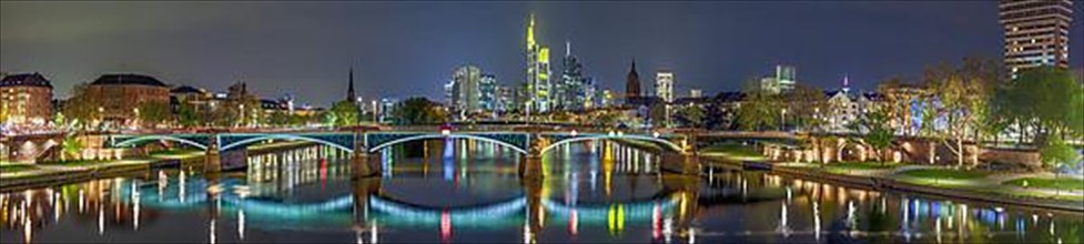 Frankfurt Skyline Panorama Night Germany